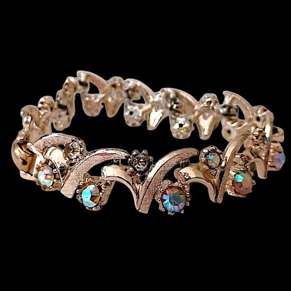 Vintage Aurora Borealis Rhinestone Bracelet Unsigned Arthur Pepper Mode Art MCM. - Picture 15 of 16